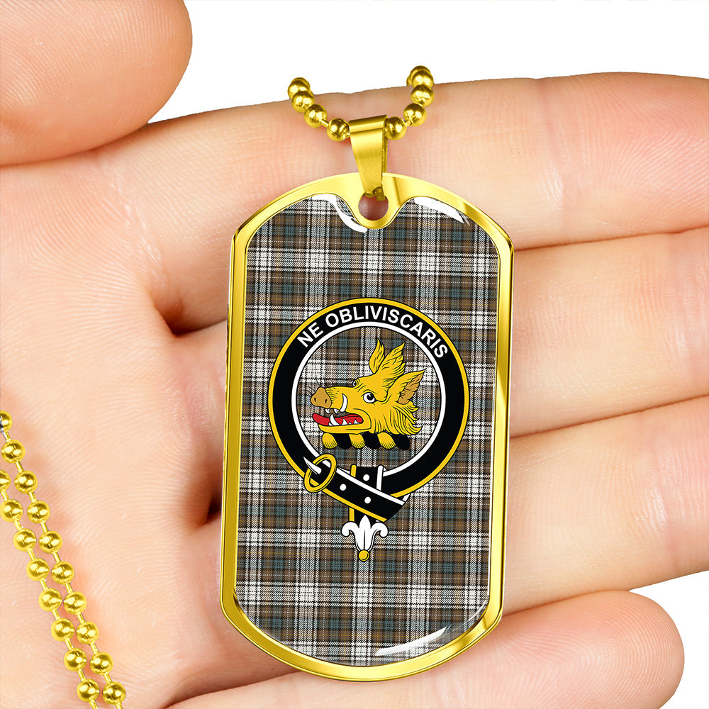 Campbell Dress Weathered 2 Clan Badge Classic Tartan Dog Tag Necklace
