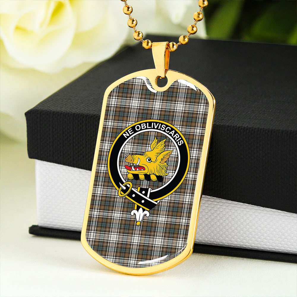 Campbell Dress Weathered 2 Clan Badge Classic Tartan Dog Tag Necklace
