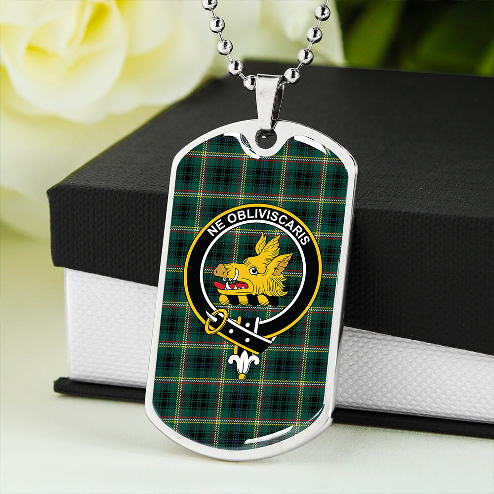 Campbell Marquis of Lorne Modern 2 Clan Badge Classic Tartan Dog Tag Necklace