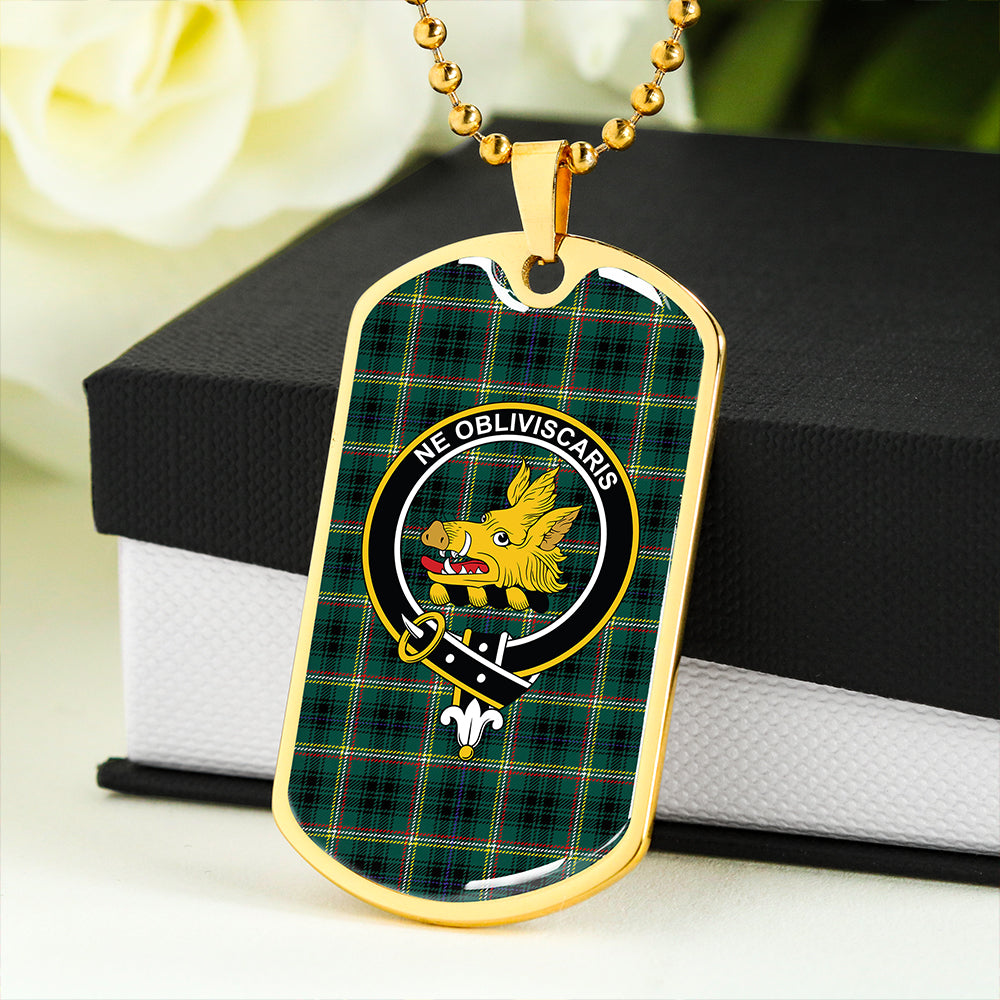 Campbell Marquis of Lorne Modern 2 Clan Badge Classic Tartan Dog Tag Necklace
