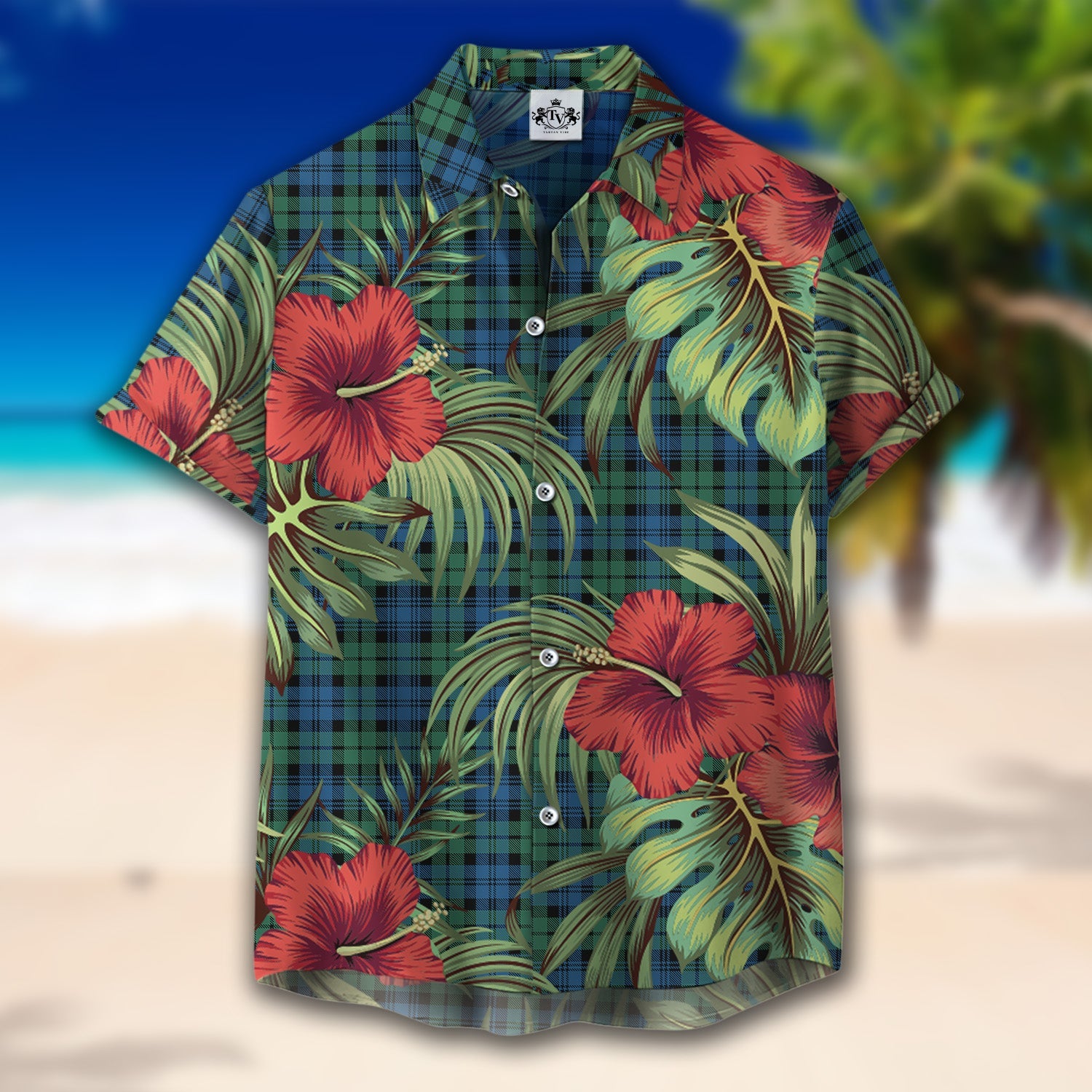 Scottish Tartan Campbell Ancient 02 Clan Hawaiian Shirt Hibiscus - Tropical Garden Style