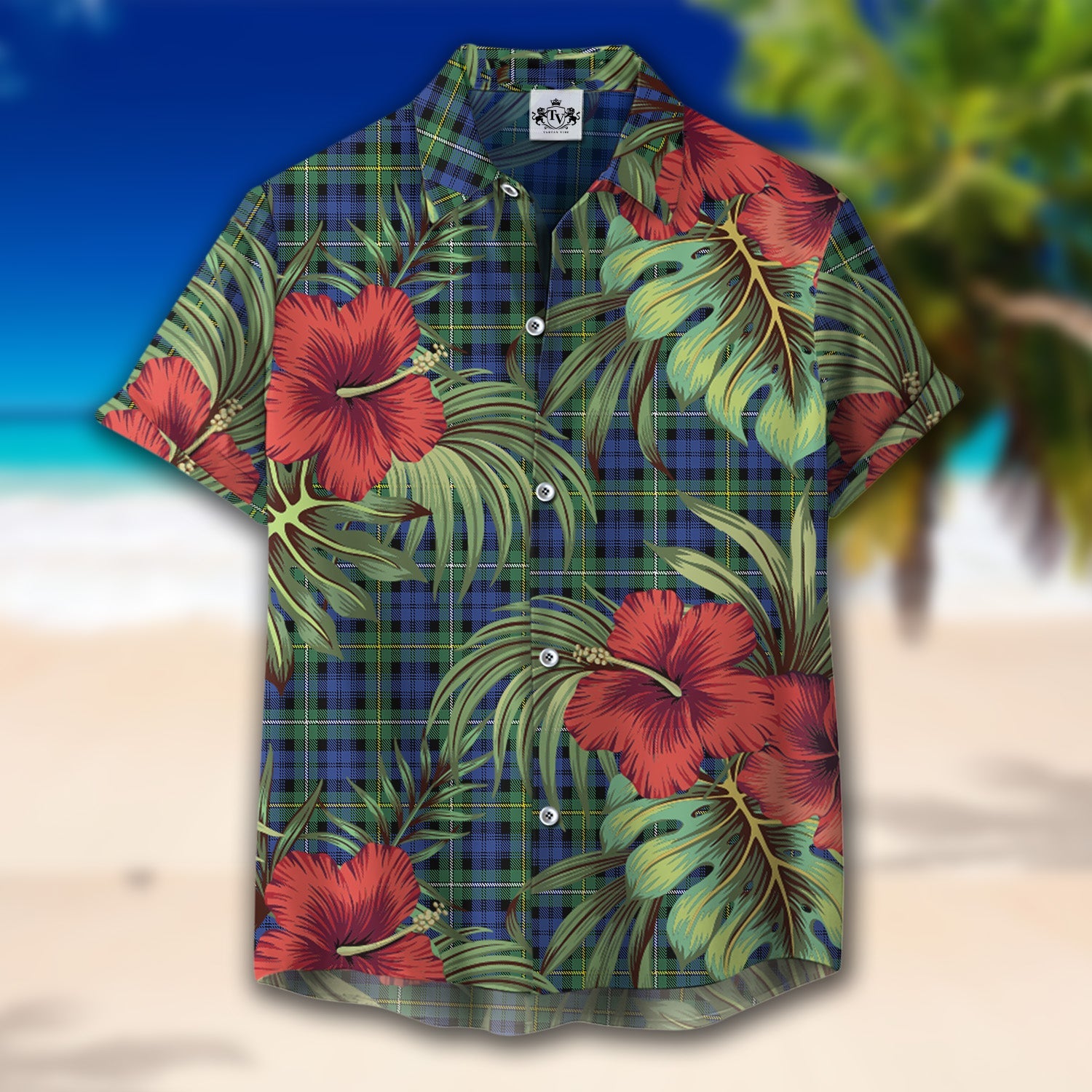 Scottish Tartan Campbell Argyll Ancient Clan Hawaiian Shirt Hibiscus - Tropical Garden Style