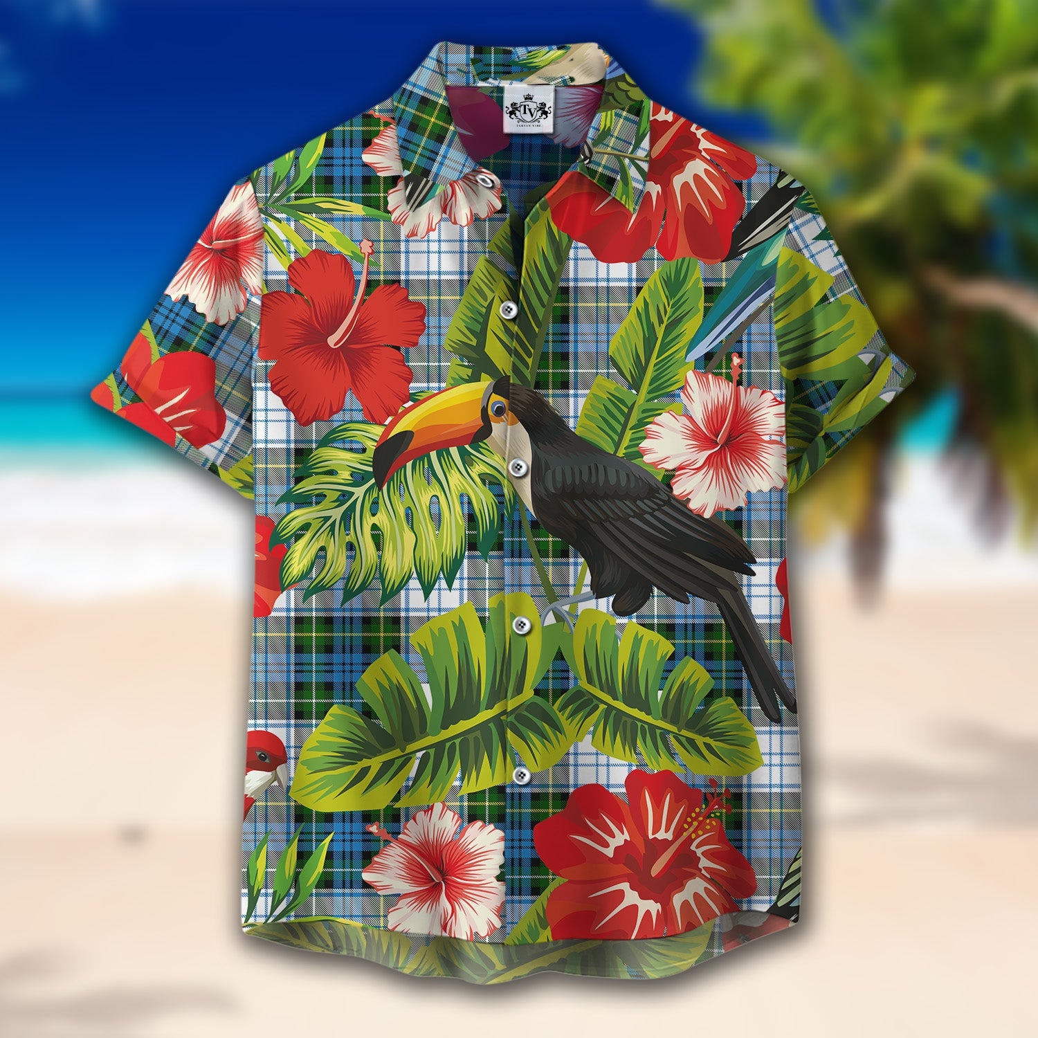 Scottish Tartan Campbell Dress 01 Clan Hawaiian Shirt Hibiscus - Tropical Garden Style