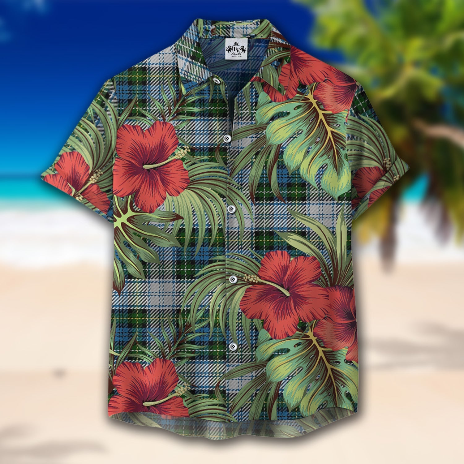 Scottish Tartan Campbell Dress 02 Clan Hawaiian Shirt Hibiscus - Tropical Garden Style