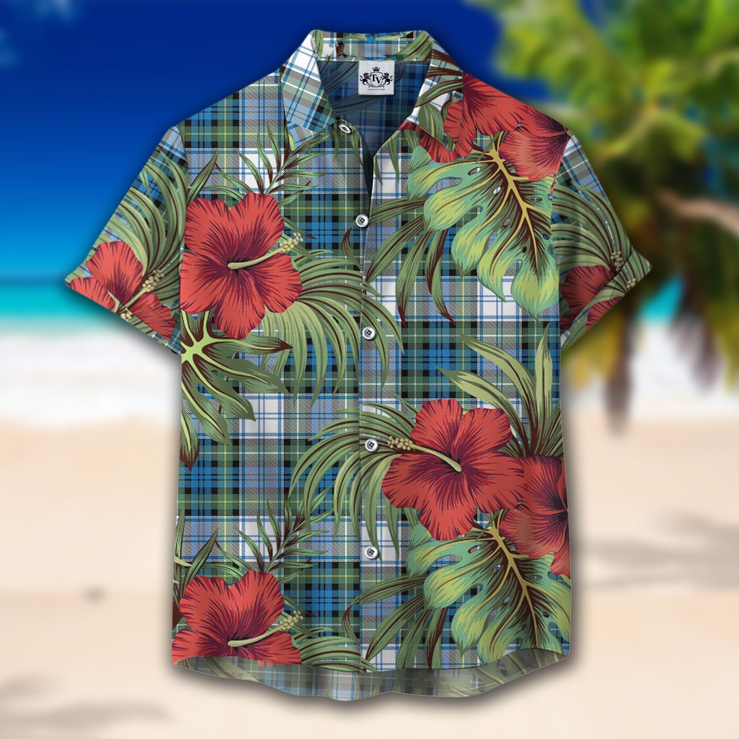 Scottish Tartan Campbell Dress Ancient Clan Hawaiian Shirt Hibiscus - Tropical Garden Style