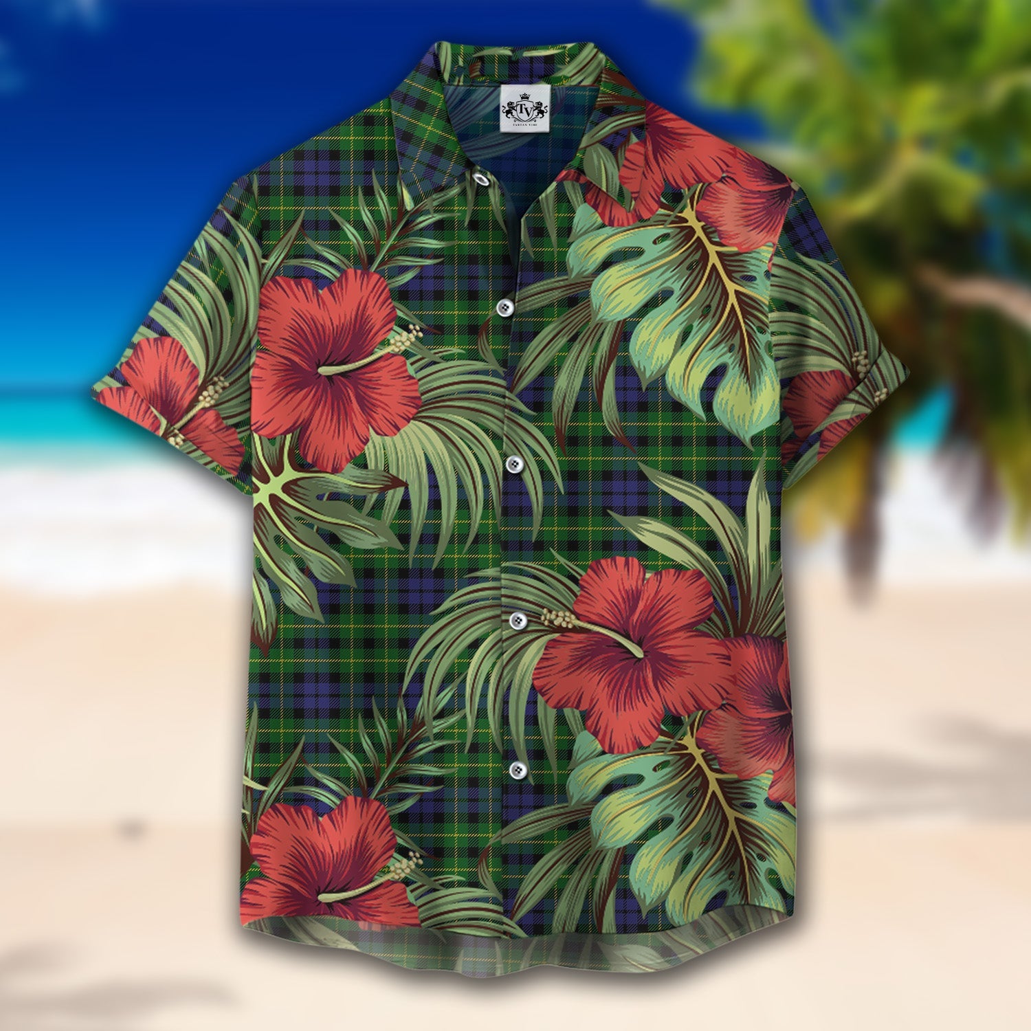 Scottish Tartan Campbell of Breadalbane Clan Hawaiian Shirt Hibiscus - Tropical Garden Style