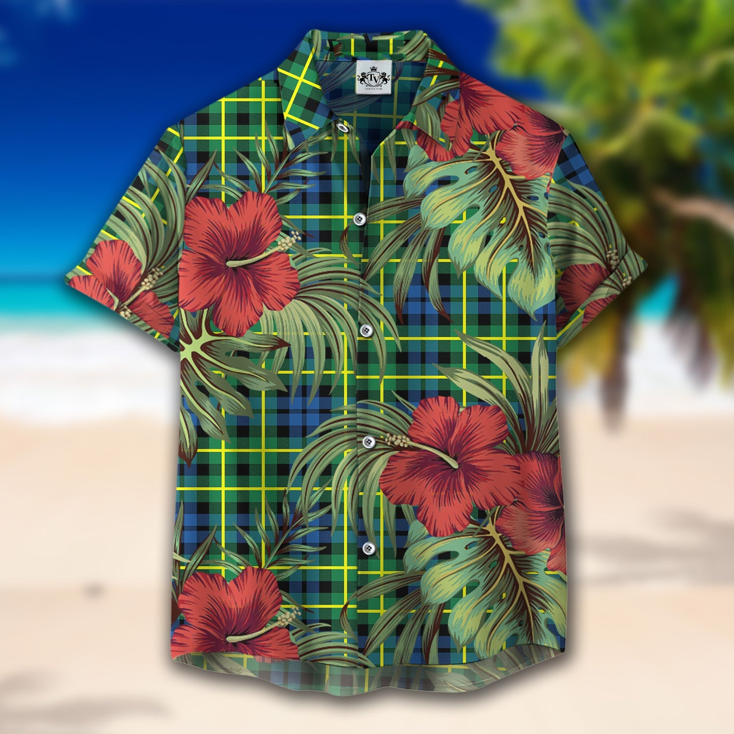 Scottish Tartan Campbell of Breadalbane Ancient Clan Hawaiian Shirt Hibiscus - Tropical Garden Style