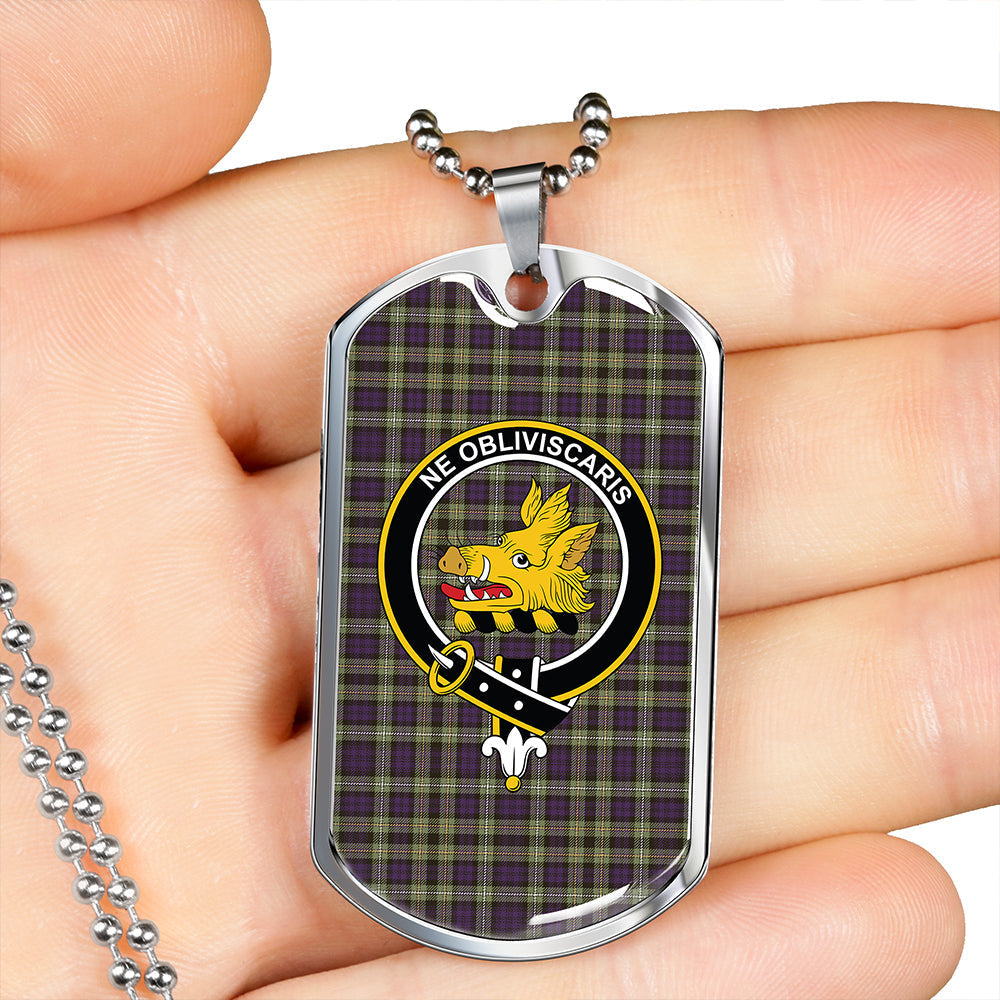 Campbell of Argyll 1815 Weathered 2 Clan Badge Classic Tartan Dog Tag Necklace