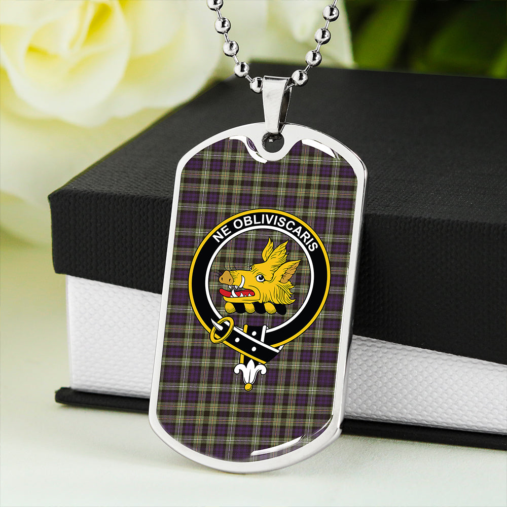 Campbell of Argyll 1815 Weathered 2 Clan Badge Classic Tartan Dog Tag Necklace