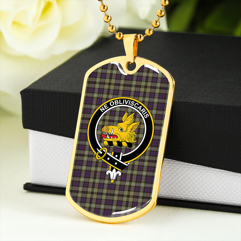 Campbell of Argyll 1815 Weathered 2 Clan Badge Classic Tartan Dog Tag Necklace