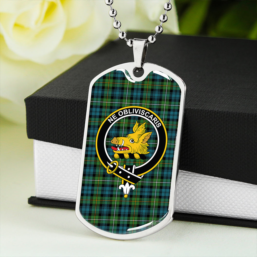 Campbell of Argyll Ancient 2 Clan Badge Classic Tartan Dog Tag Necklace