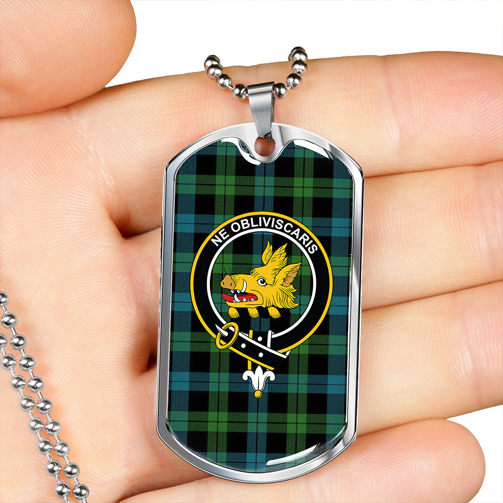 Campbell of Lochawe Ancient 2 Clan Badge Classic Tartan Dog Tag Necklace