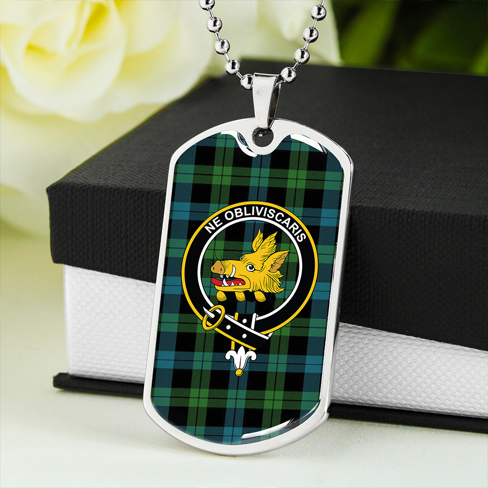 Campbell of Lochawe Ancient 2 Clan Badge Classic Tartan Dog Tag Necklace