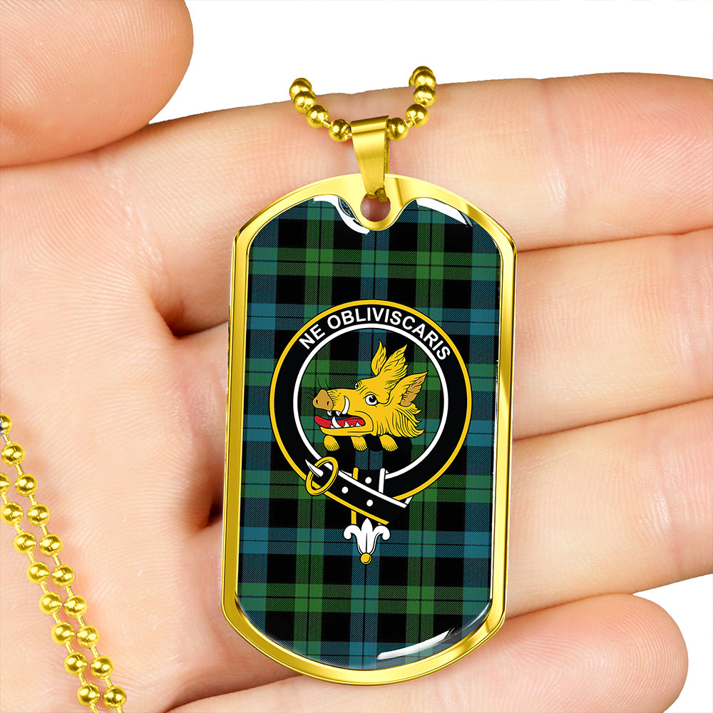 Campbell of Lochawe Ancient 2 Clan Badge Classic Tartan Dog Tag Necklace