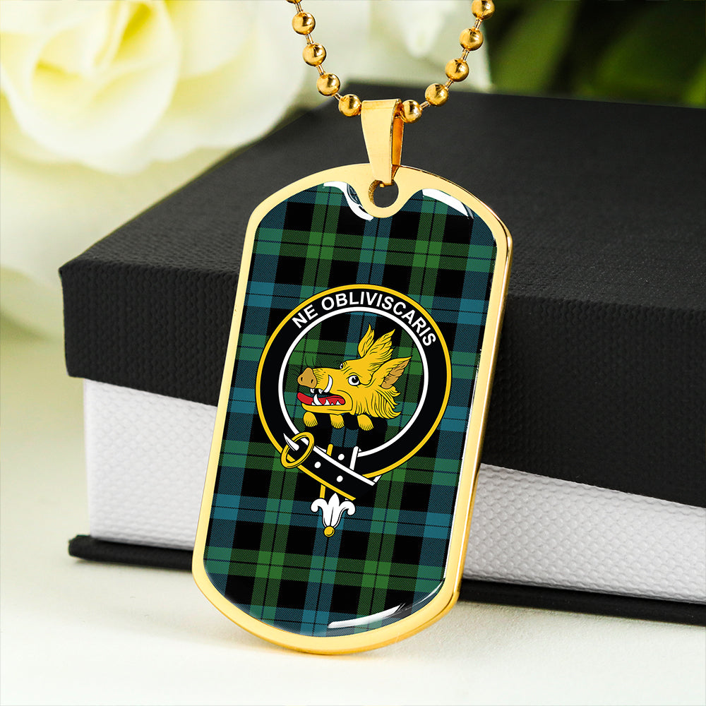 Campbell of Lochawe Ancient 2 Clan Badge Classic Tartan Dog Tag Necklace