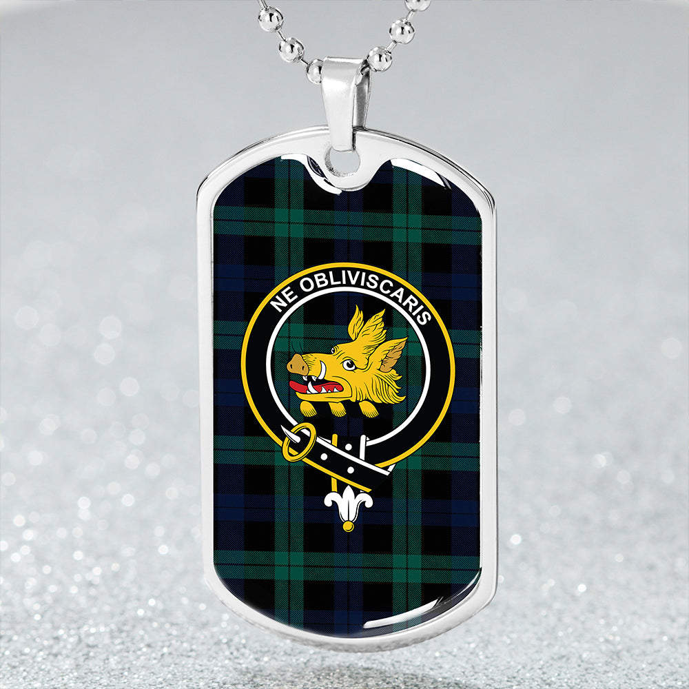 Campbell of Lochawe Modern 2 Clan Badge Classic Tartan Dog Tag Necklace