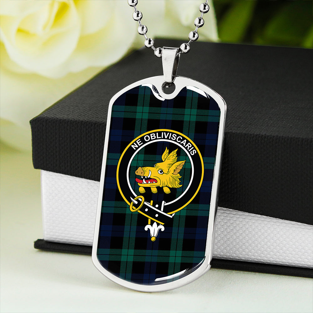 Campbell of Lochawe Modern 2 Clan Badge Classic Tartan Dog Tag Necklace