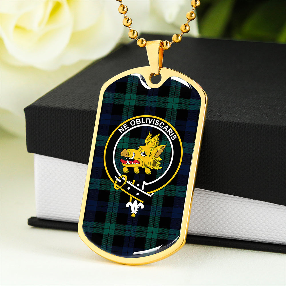 Campbell of Lochawe Modern 2 Clan Badge Classic Tartan Dog Tag Necklace