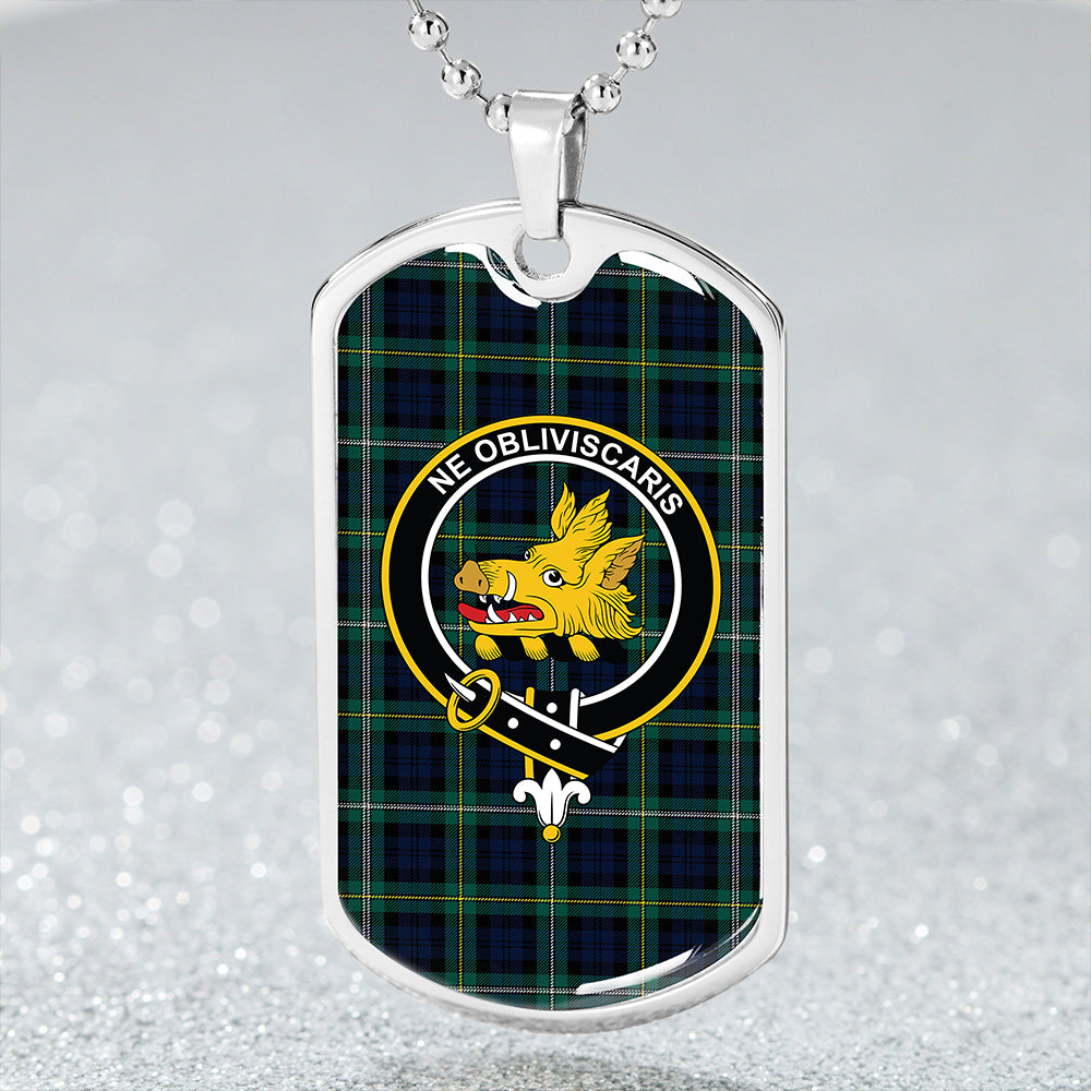 Campbell of Loudon (Campbell Louden) Modern 2 Clan Badge Classic Tartan Dog Tag Necklace