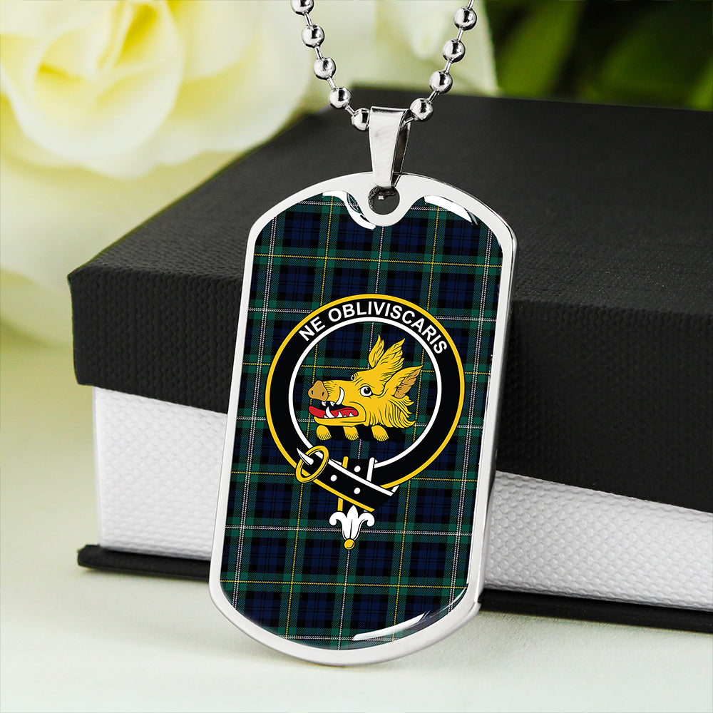 Campbell of Loudon (Campbell Louden) Modern 2 Clan Badge Classic Tartan Dog Tag Necklace