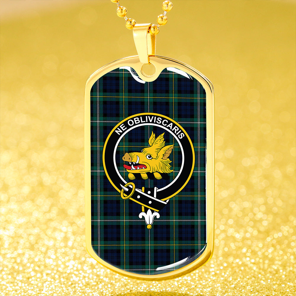 Campbell of Loudon (Campbell Louden) Modern 2 Clan Badge Classic Tartan Dog Tag Necklace