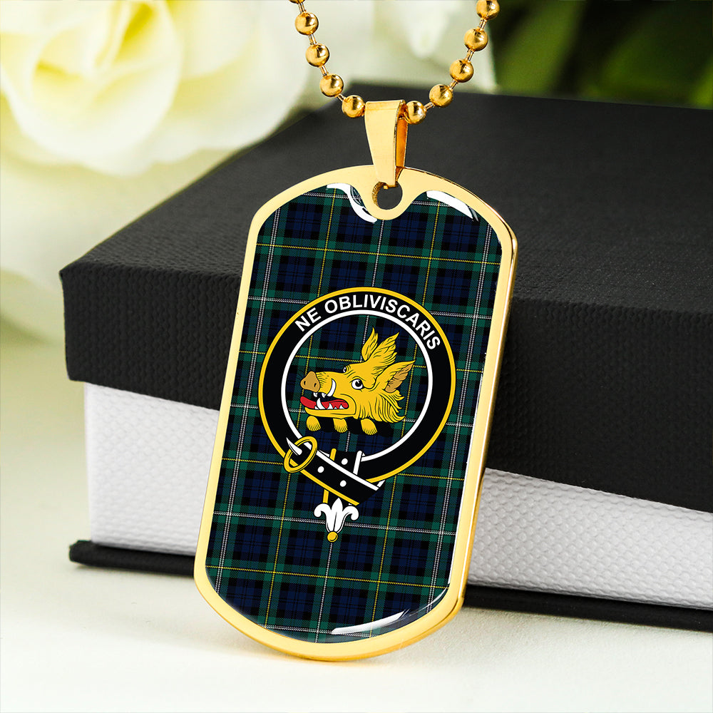 Campbell of Loudon (Campbell Louden) Modern 2 Clan Badge Classic Tartan Dog Tag Necklace