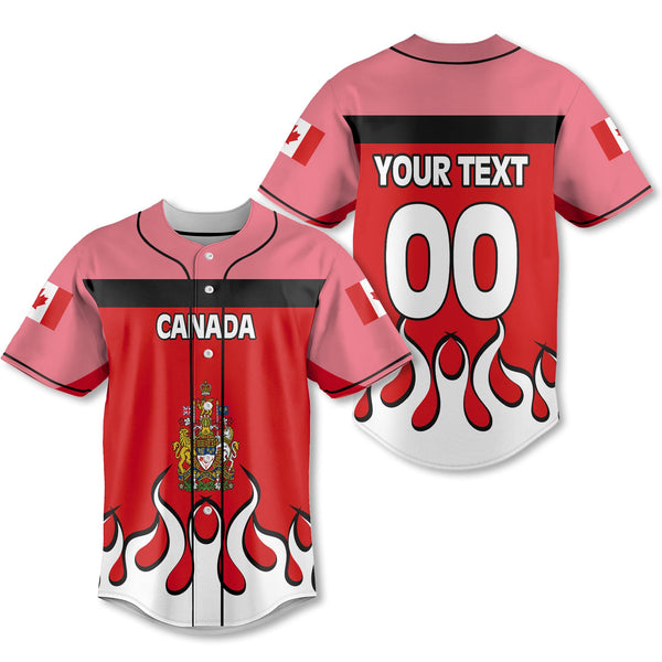 Canada Baseball Jersey Flag & Coat Of Arms Fire Hockey Style