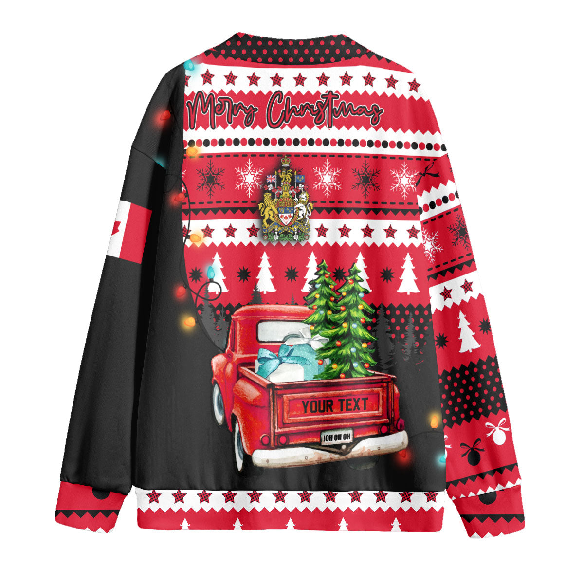 Canada Fleece Cardigan Coat Of Arms Christmas Style