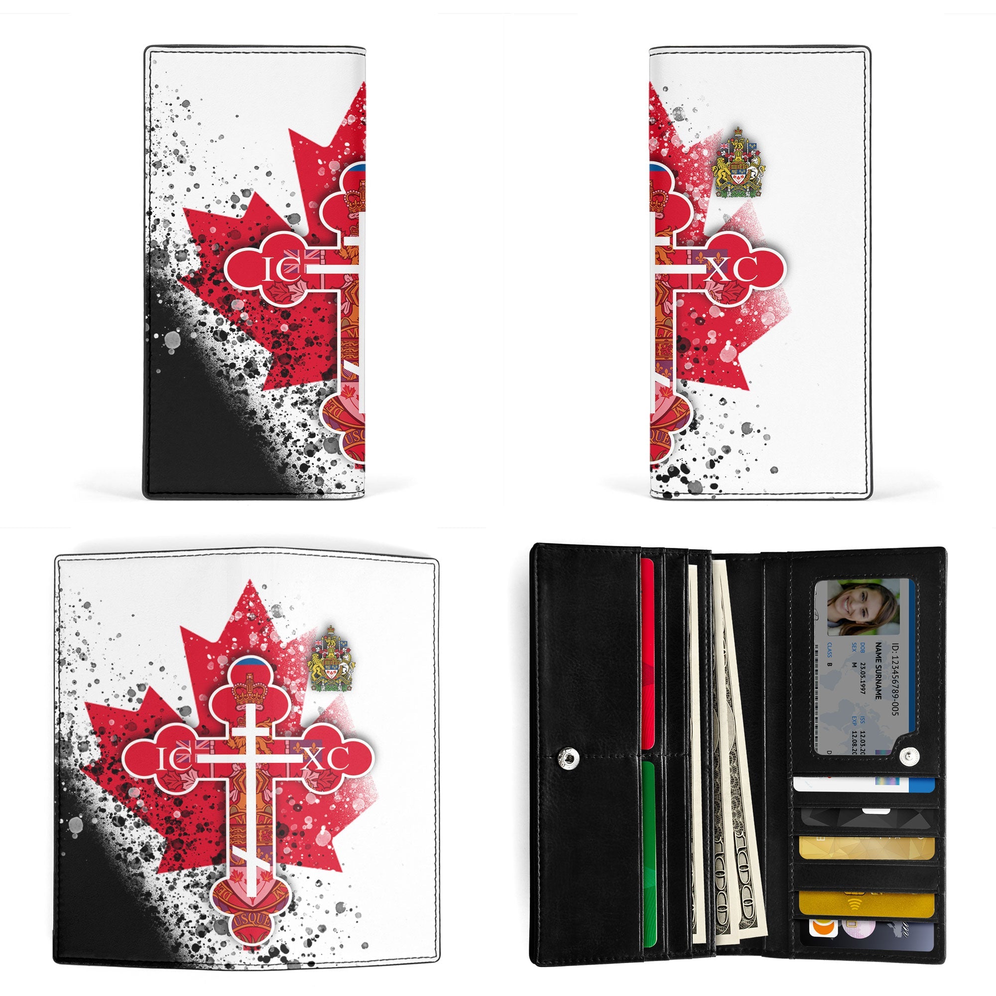 Canada Leather Wallet Flag & Coat Of Arms Orthodox Style