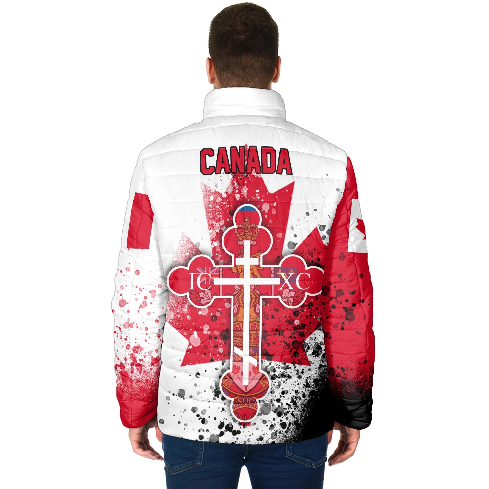 Canada Men Padded Jacket Flag & Coat Of Arms Orthodox Style