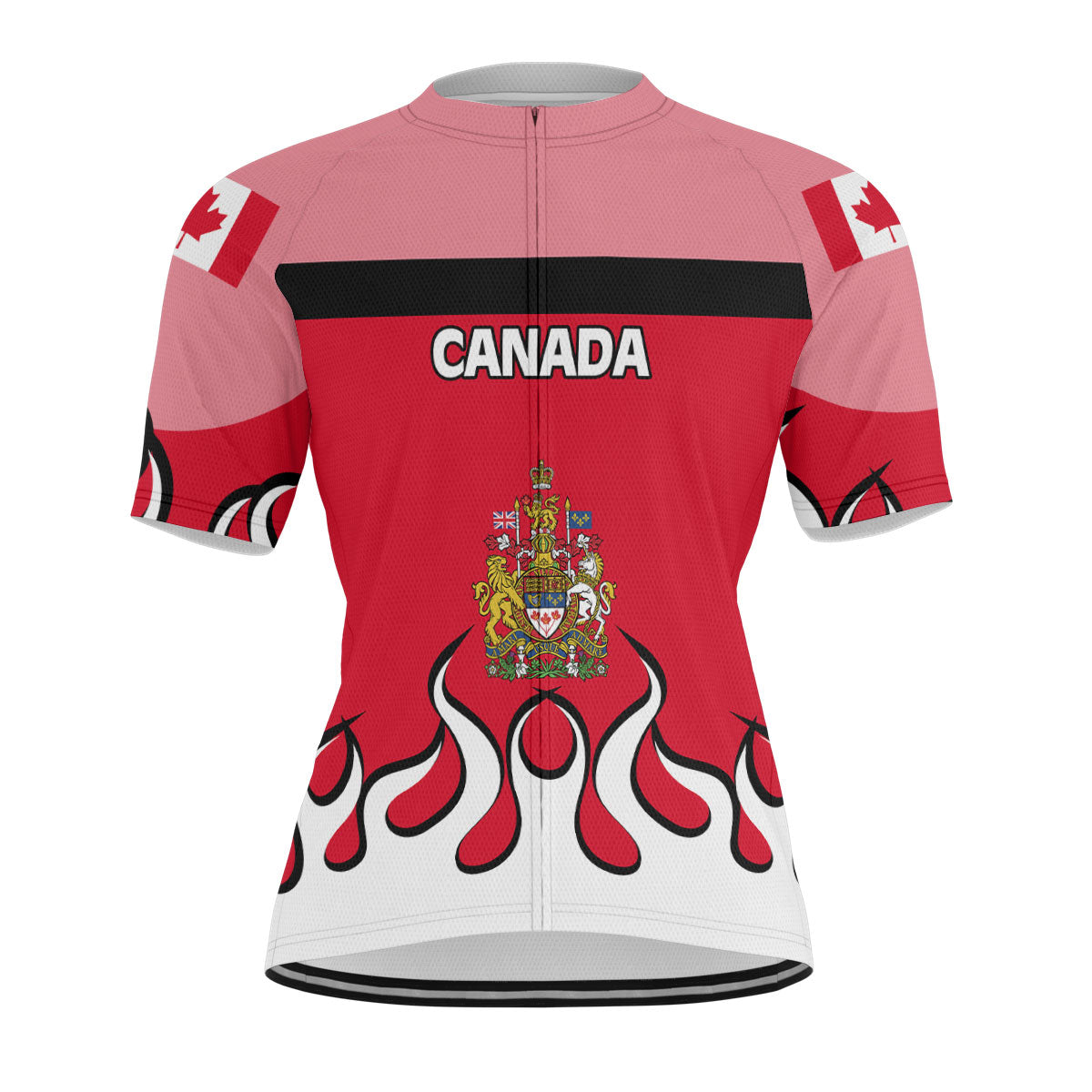 Canada Men's Cycling Jersey Flag & Coat Of Arms Fire Hockey Style