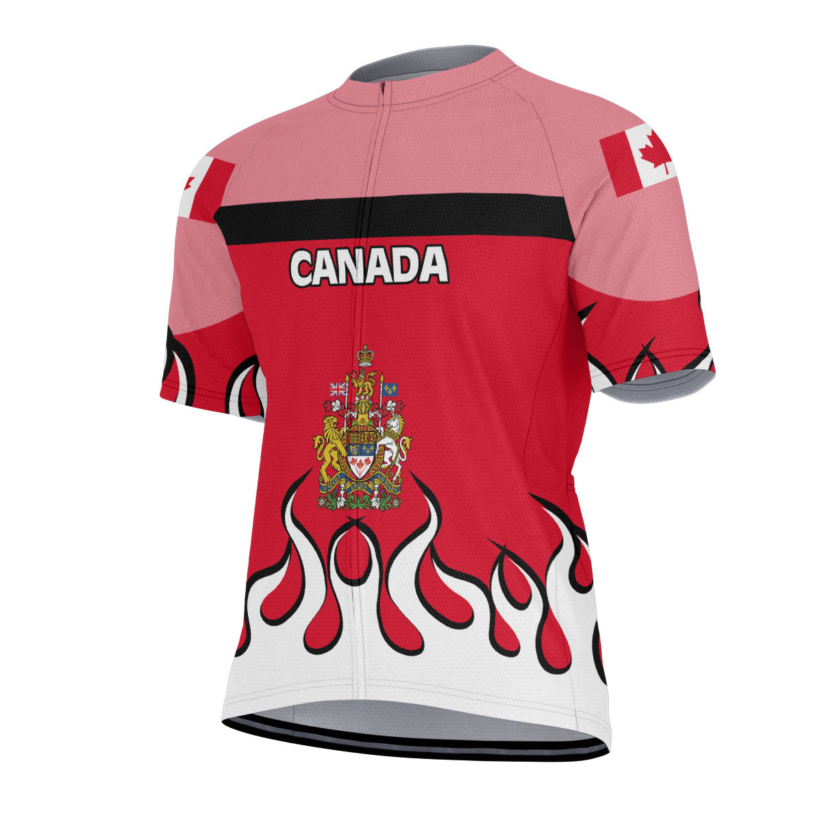 Canada Men's Cycling Jersey Flag & Coat Of Arms Fire Hockey Style