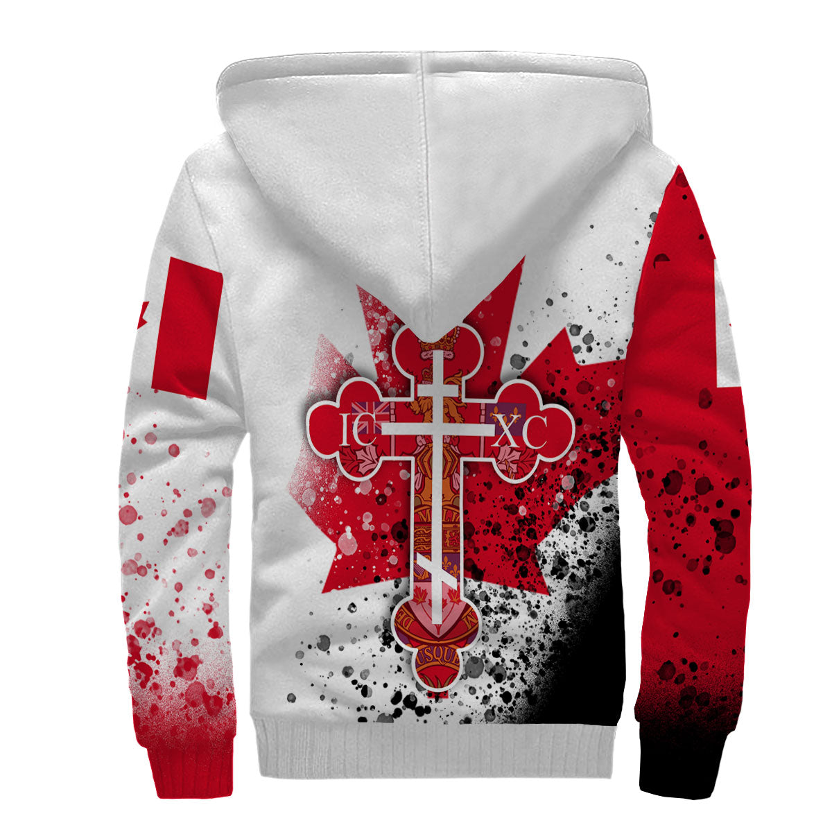 Canada Sherpa Hoodie Flag & Coat Of Arms Orthodox Style