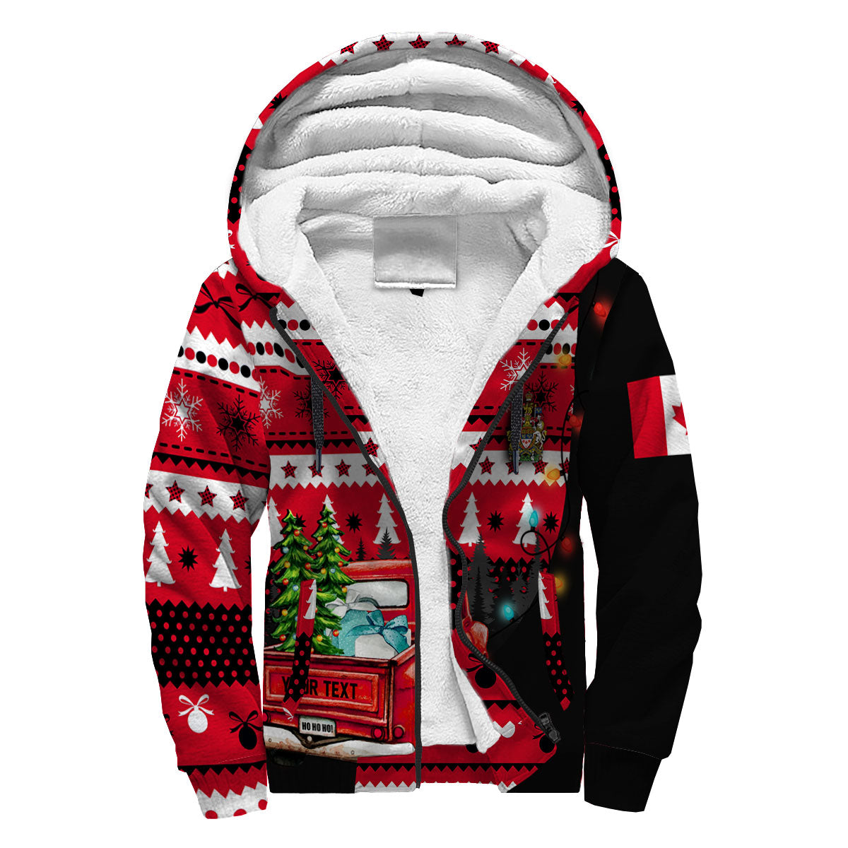 Canada Sherpa Hoodie Coat Of Arms Christmas Style