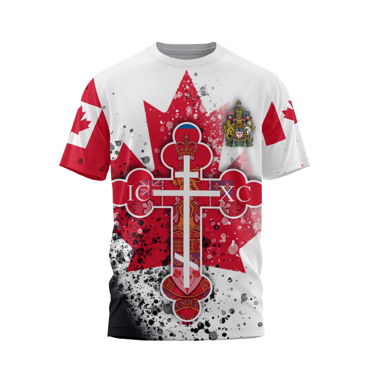 Canada T Shirt Flag & Coat Of Arms Orthodox Style