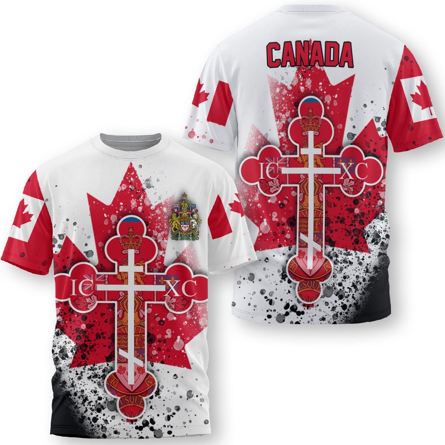 Canada T Shirt Flag & Coat Of Arms Orthodox Style