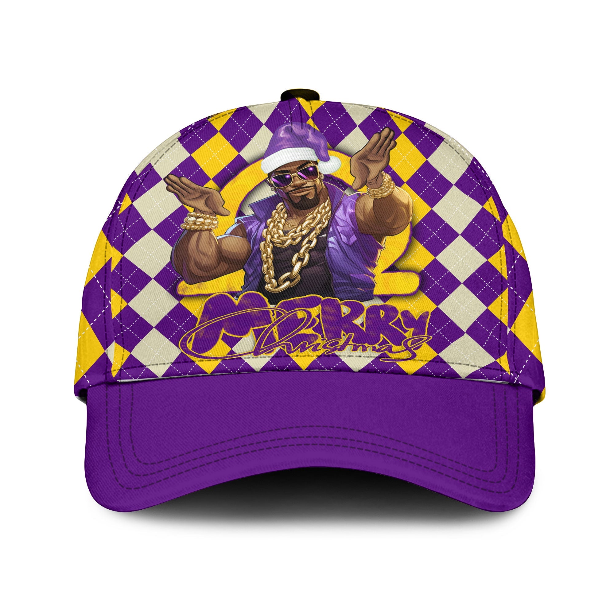 Fraternity Cap - OPP Christmas Classic Cap Bulldog Purple Gold Caro Pattern Style