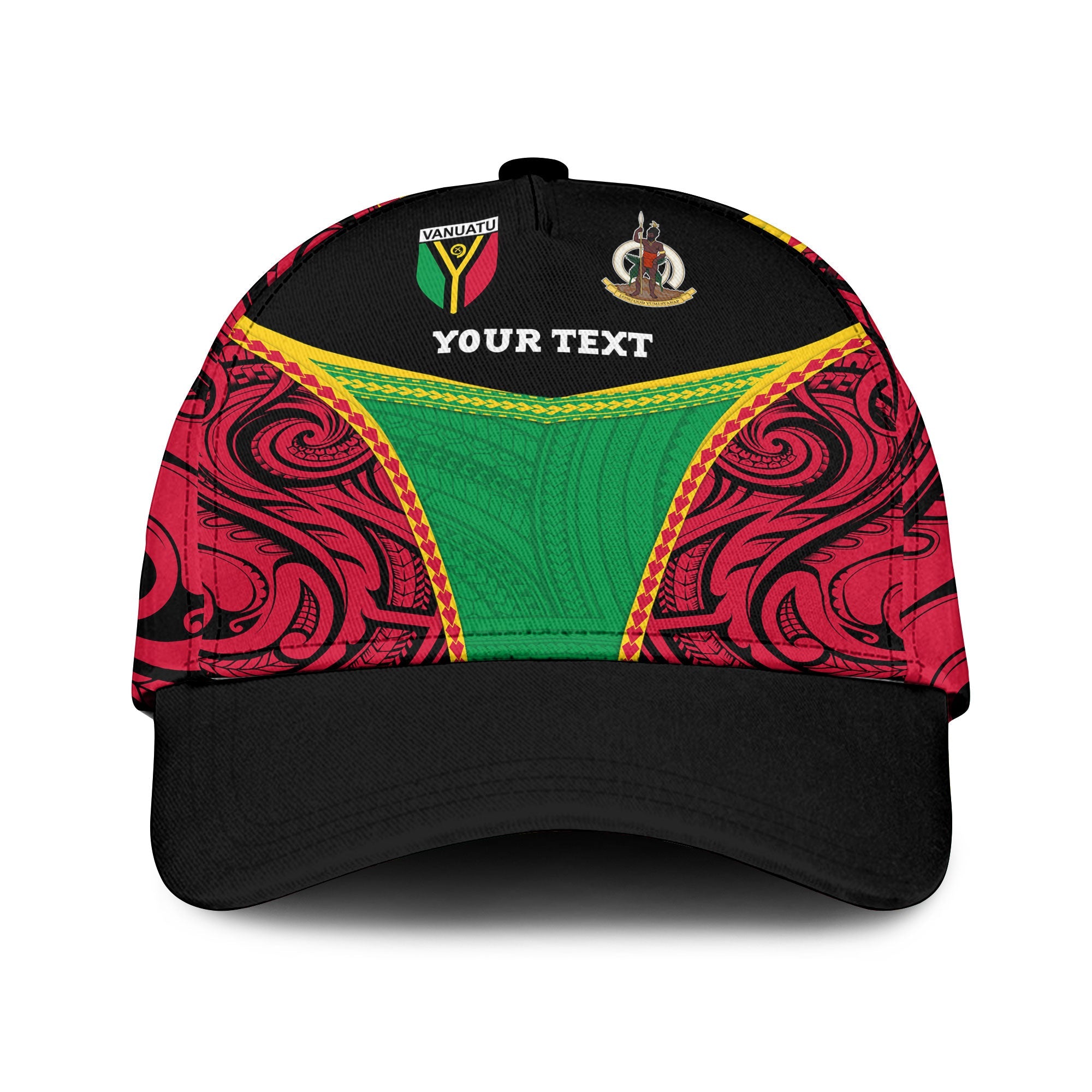 Vanuatu Flag & Coat Of Arms Classic Cap Black Style