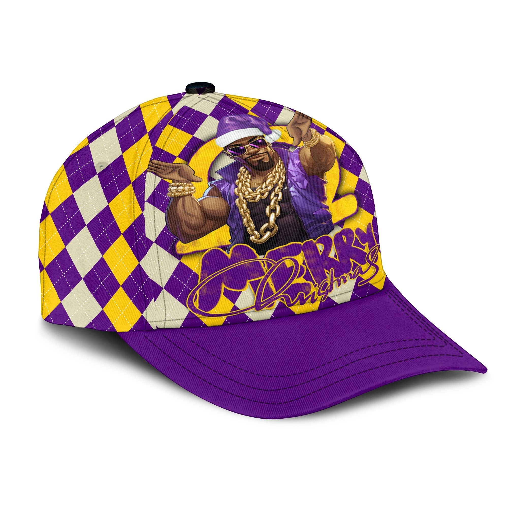 Fraternity Cap - OPP Christmas Classic Cap Bulldog Purple Gold Caro Pattern Style