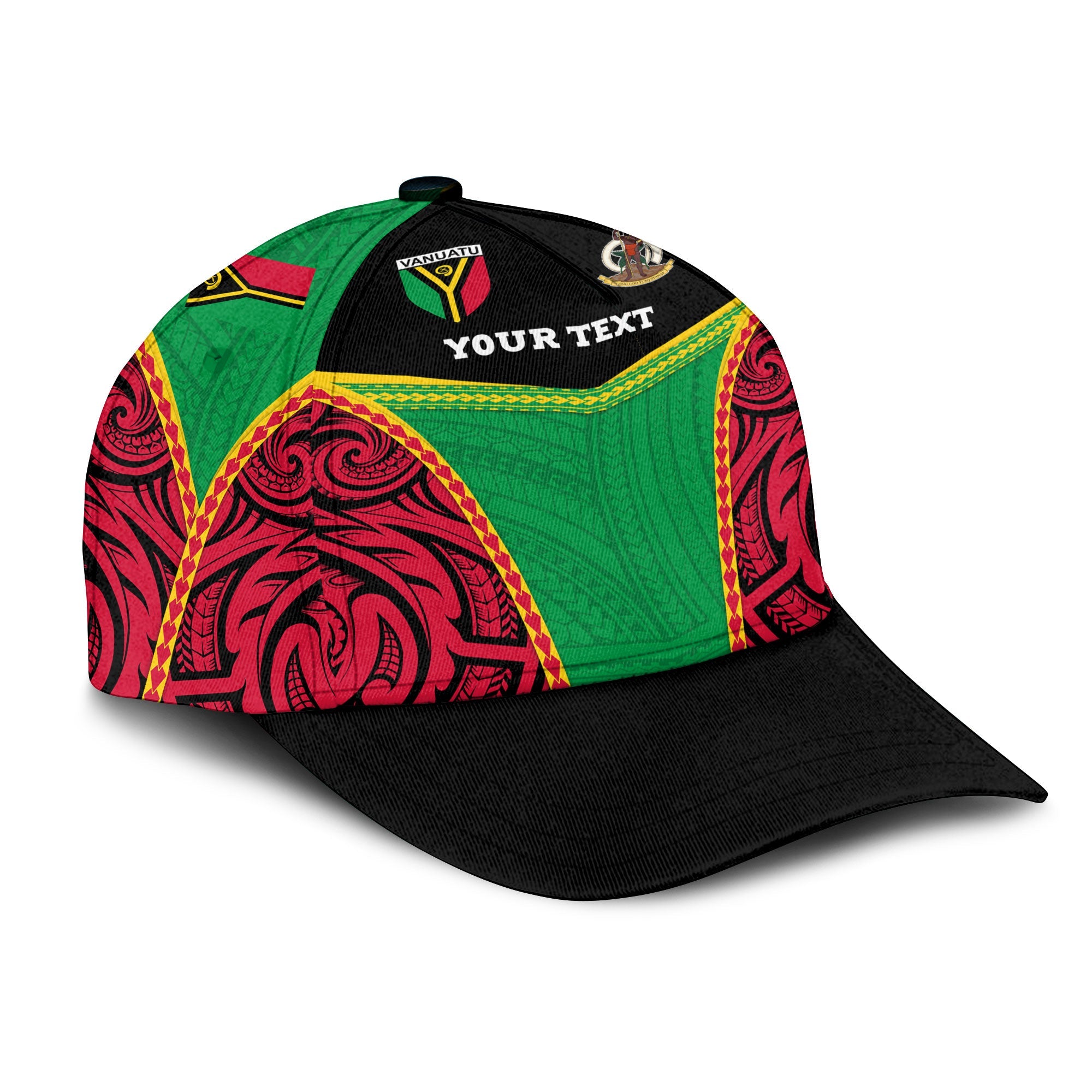 Vanuatu Flag & Coat Of Arms Classic Cap Black Style