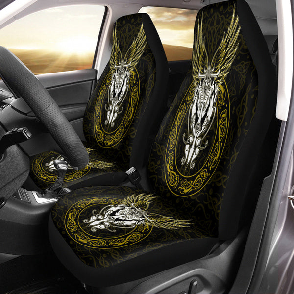 Viking Car Seat Cover Odin Wing Viking Gold