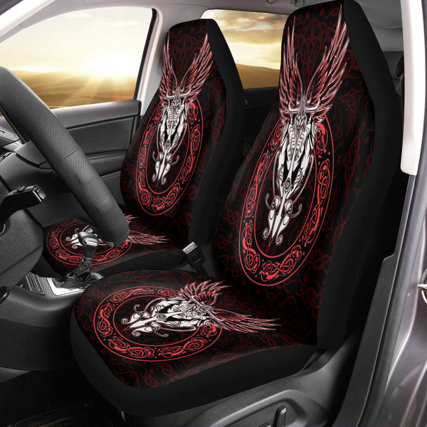 Viking Car Seat Cover Odin Wing Viking Red