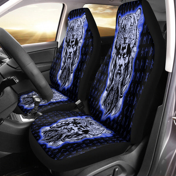 Viking Car Seat Cover Wolf Odin Viking Set Blue