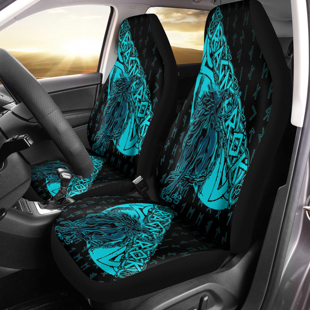 Viking Car Seat Cover Fenrir Ragnarok Cyan