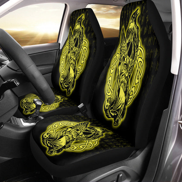 Viking Car Seat Cover Odin Raven Viking Set Gold