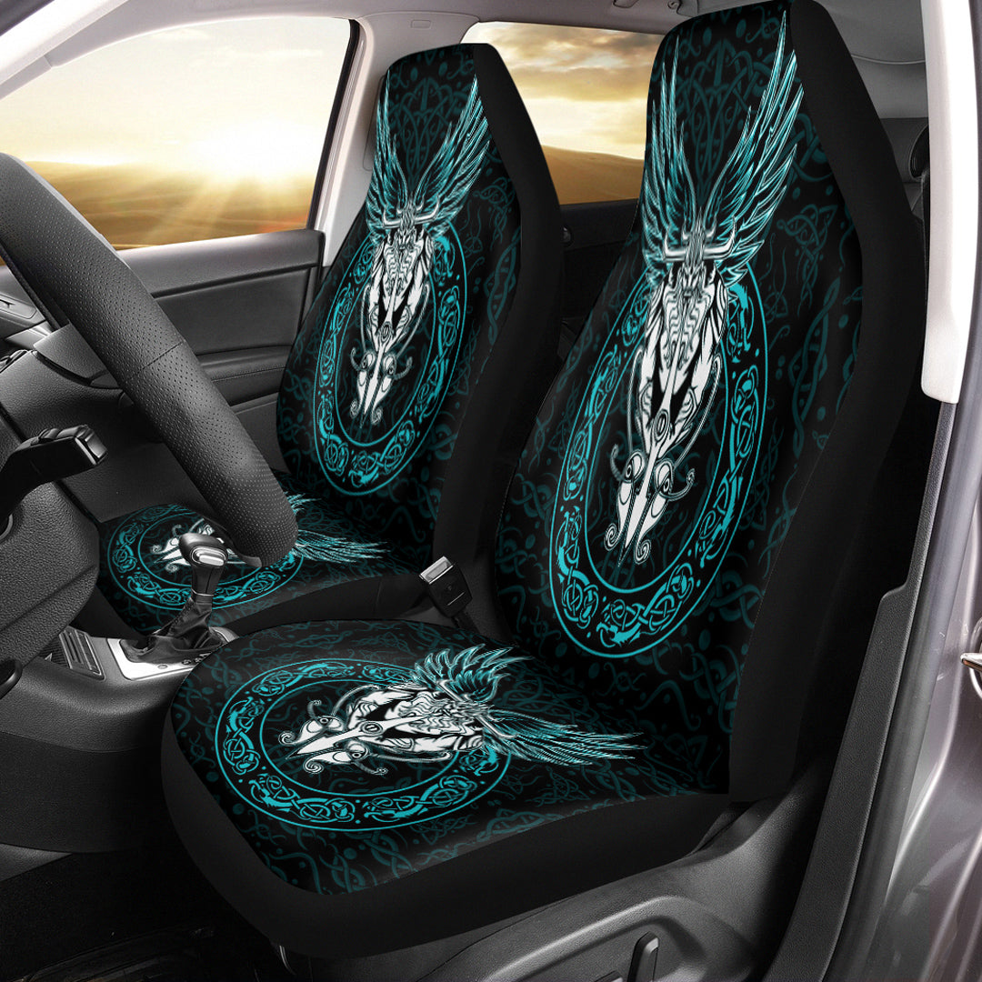 Viking Car Seat Cover Odin Wing Viking Turquoise