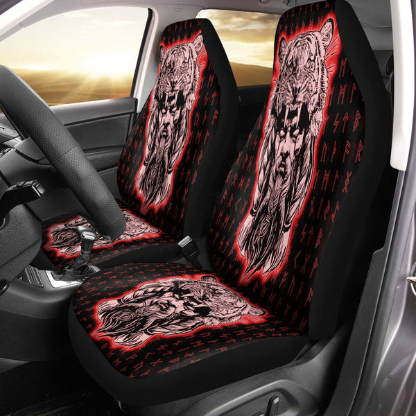 Viking Car Seat Cover Wolf Odin Viking Set Red