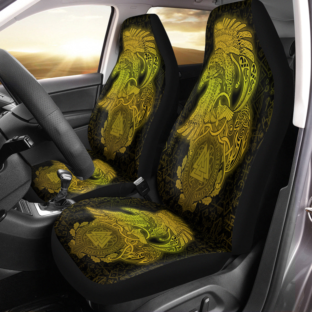 Viking Car Seat Cover Raven Celtic Special Yellow