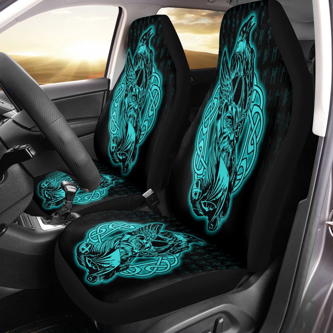 Viking Car Seat Cover Odin Raven Viking Set Turquoise