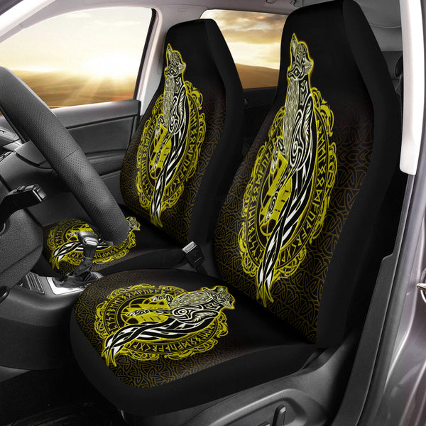 Viking Car Seat Cover Wolf Viking Gold